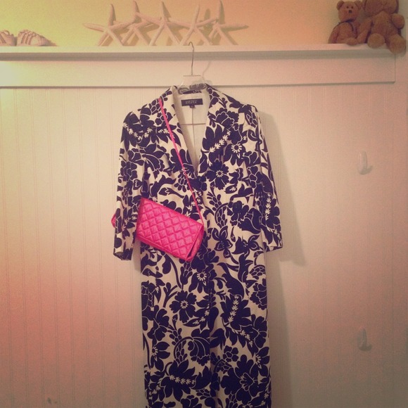 Jacket, black and white large floral print
