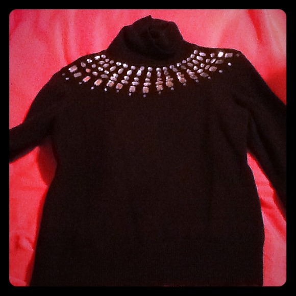 INC International Black/bling turtleneck sweater