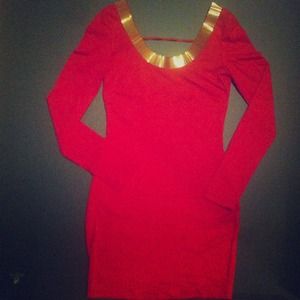 Red body con dress