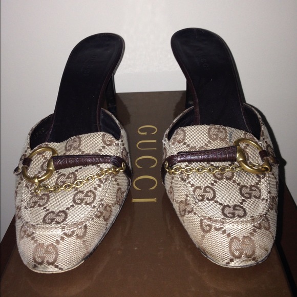 💯Authentic Gucci Monogram Print Mules - Picture 2 of 4
