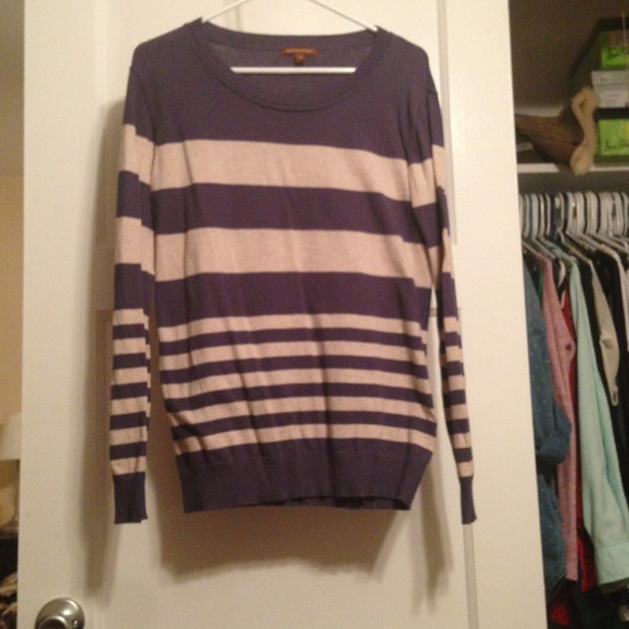 Blue and oatmeal striped sweater