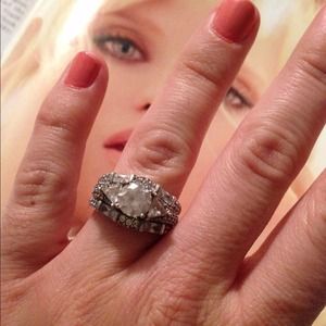 Sterling precise cut cubic zirconia wedding set.