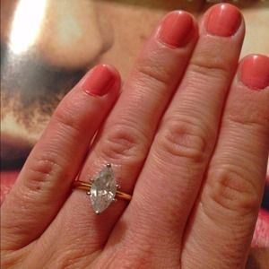 !On Hold! Gold plated CZ engagement ring.