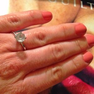 Australian crystal silver plated engagement ring.