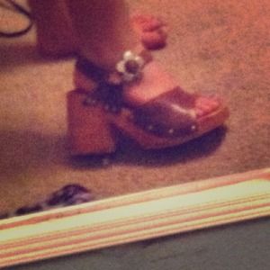 90s Vintage Wood Heels