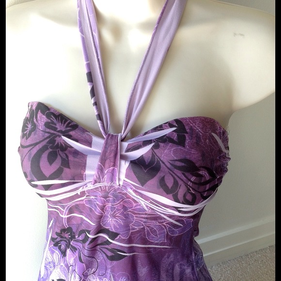 🎉SOLD🎉Purple Floral halter tube top - Picture 2 of 3