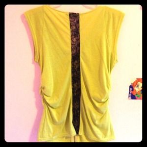 Yellow lace & zipper shirt.