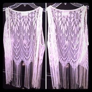 Pacsun Crocheted Fringe Lace Vest - Mint Condition