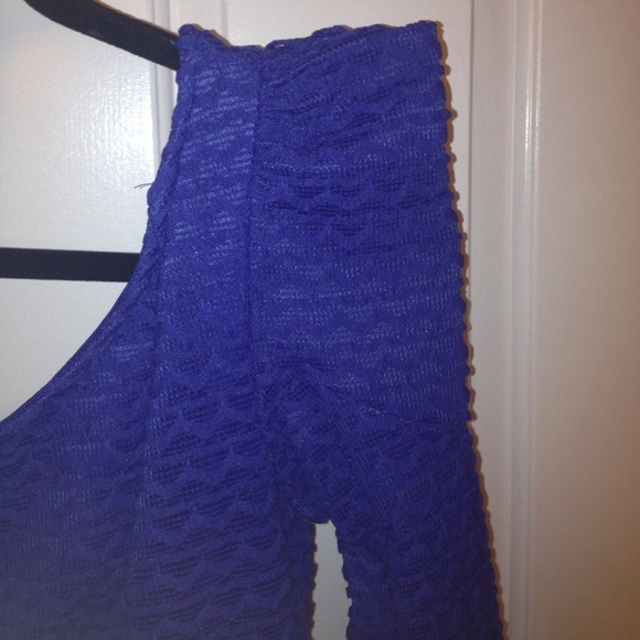 Electric blue one shoulder long sleeve dress - Picture 2 of 2