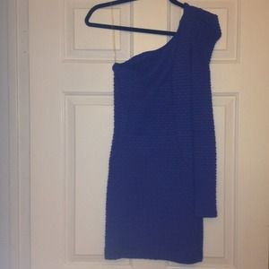 Electric blue one shoulder long sleeve dress