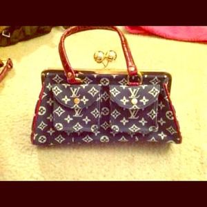 Louis Vuitton Jean and red leather trim baguette