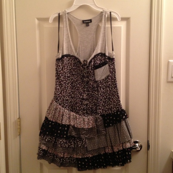 Multi-print Bebe dress with racerback tee style