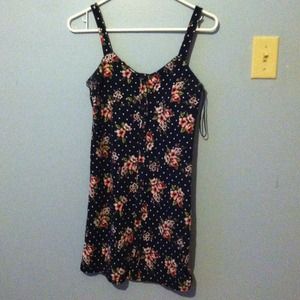 Navy blue floral/polka dot dress
