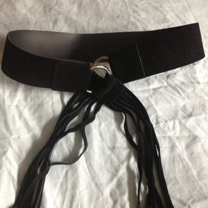 Genuine leather Black Fringe Belt