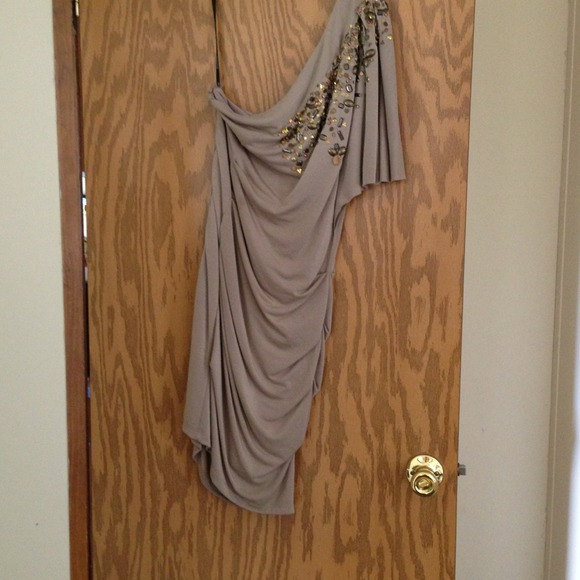 One shoulder tan night dress