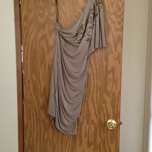 One shoulder tan night dress