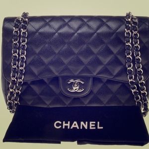 CHANEL quilted caviar leather 2.55 flap bag