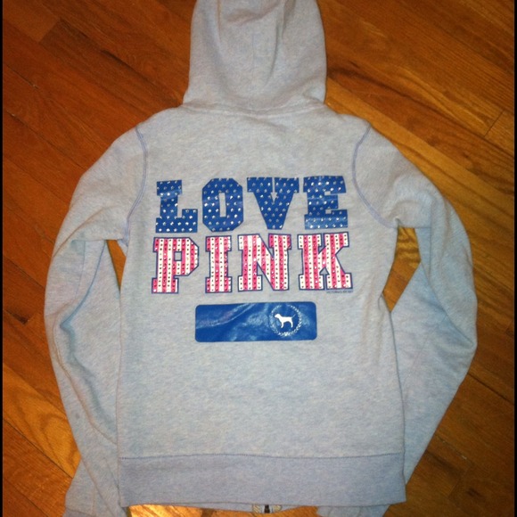 Patriotic vs pink hoodie zip up rare xs mall