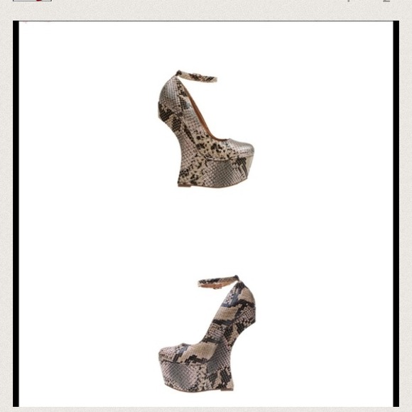Heel-less snake skinned shoes