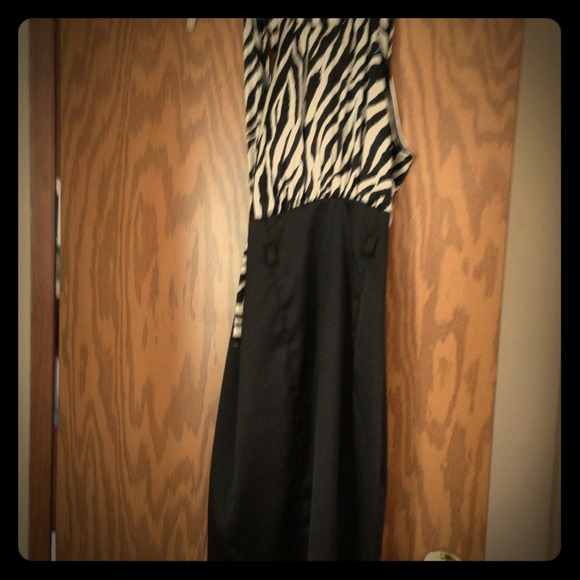 Black zebra dress, V cut on back