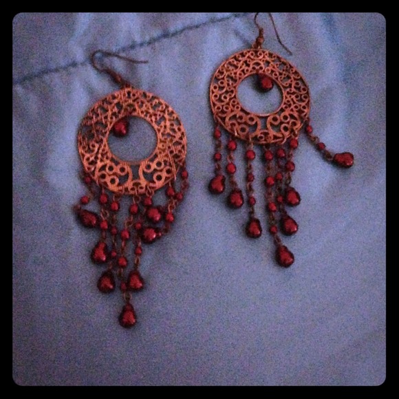 Gold/Red earrings