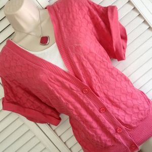 Pink Short Sleeve Cardigan