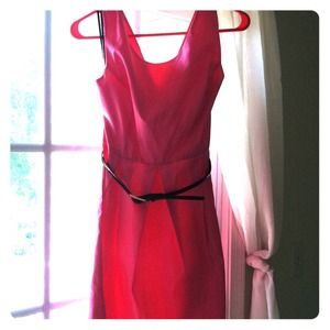 Bubble gum pink party dress with accent belt