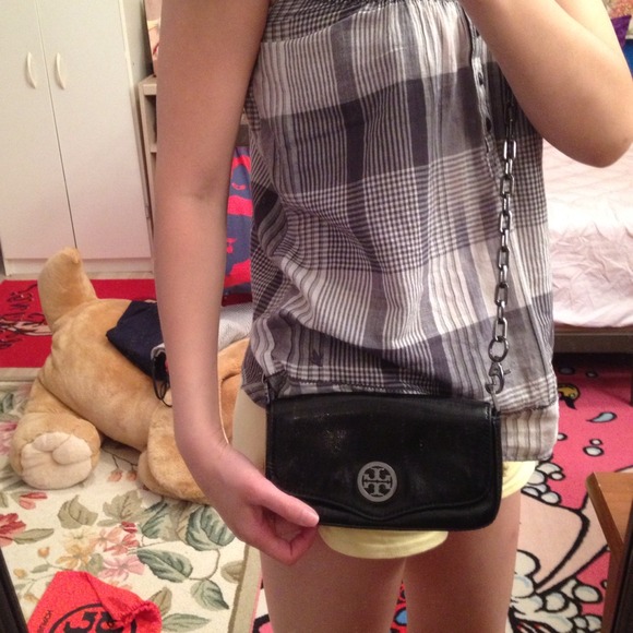 Tory Burch black mini crossbody clutch