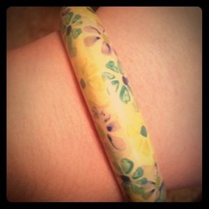 Blue, green, and yellow painted bracelet.