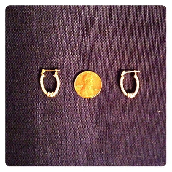 White Gold Hoop Earrings with Yellow Gold Accents