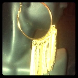 Gold & silver hoops with fringes earrings
