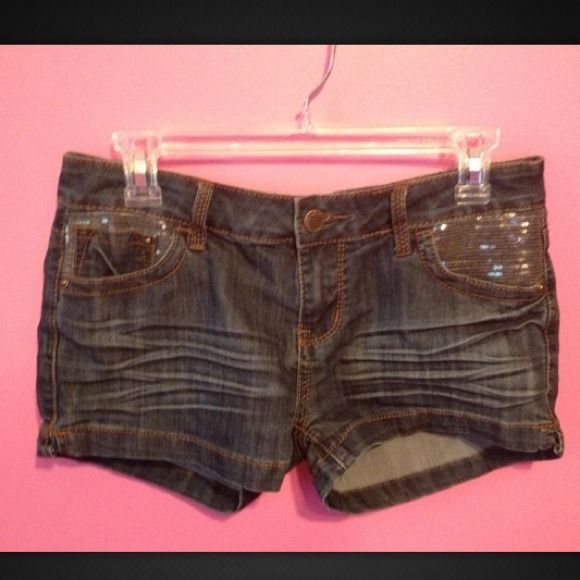 Sequin Denim Shorts Small Size 7