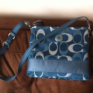 Unique Blue & Silver Coach File Bag
