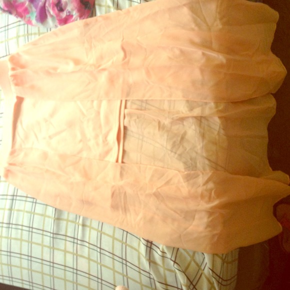 Peach bodycon skirt with train