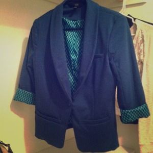 Teal chevron lined blazer!