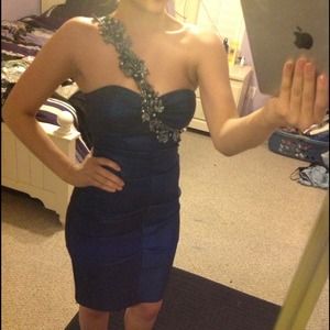 Navy Blue One Shoulder Cocktail