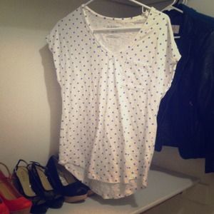 White with blue polka dot night shirt.