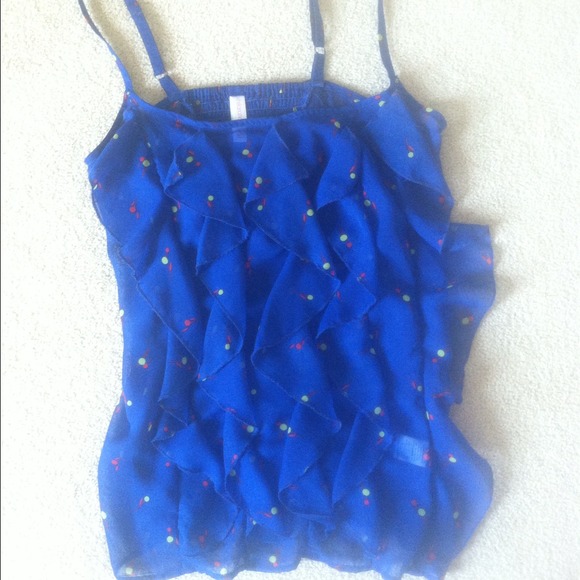SOLD Xhileration ruffle front sheer tank