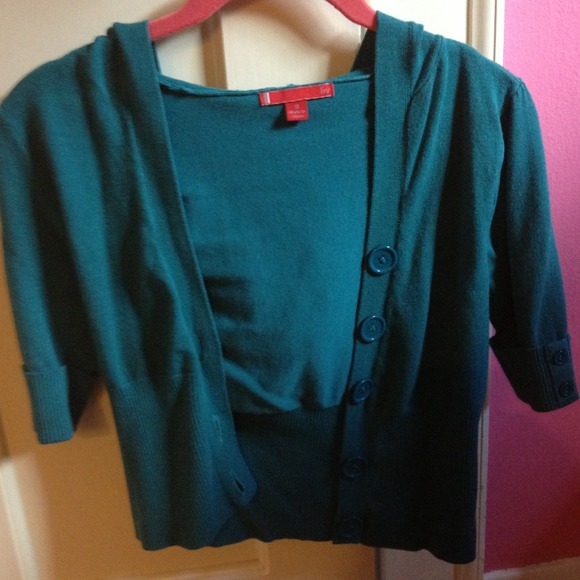 Cute, blue, hooded button down sweater