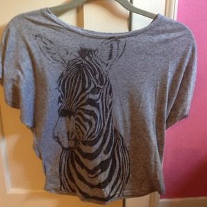 Grey top with a black zebra