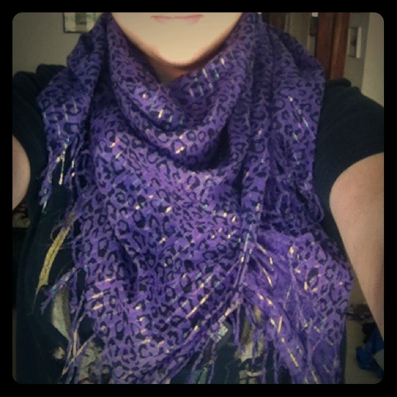 Purple Leopard Neck Scarf
