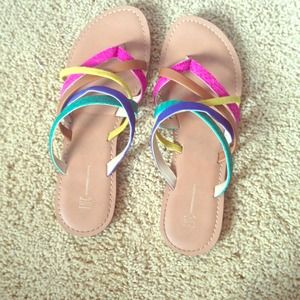 Colorful scrappy sandals: never been worn