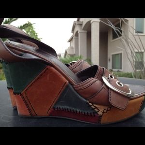 Beautiful buckle leather sandals by COACH