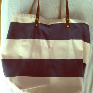 Navy blue and white tote bag