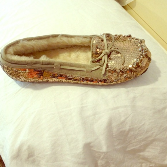 sequin moccasins with fur inside!