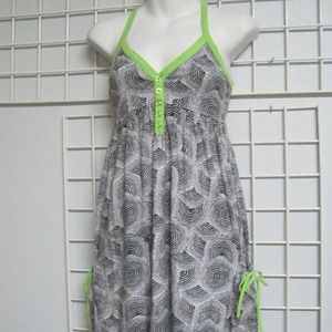 Black & White Spiral w/ Lime Green Trim Dress