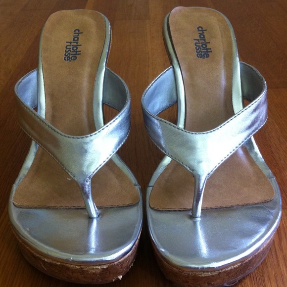 Metallic wedge sandals