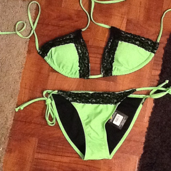 Lime green with lace bikini