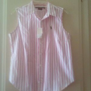 Ralph lauren pink/white sleeveless top size 12