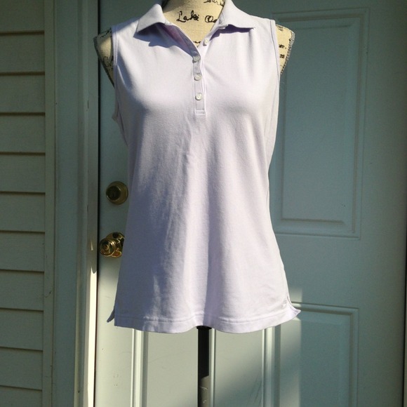 Lavender sleeveless Collared Top w 6 button neck - Picture 1 of 4